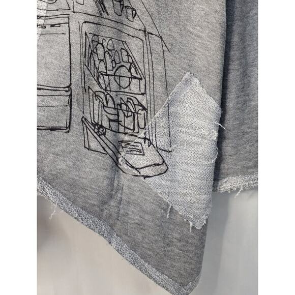 Inoah Punk BEACH Terry Open Hoodie Small Gray Graphic Kitchen Pockets EUC - Picture 6 of 7